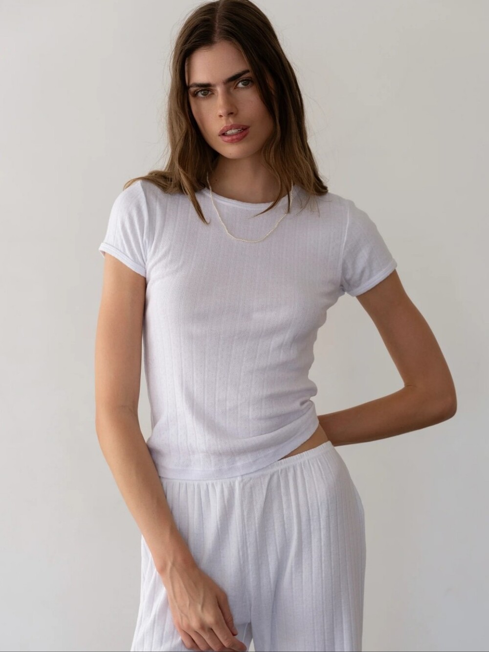 Donni. Pointelle Baby Tee